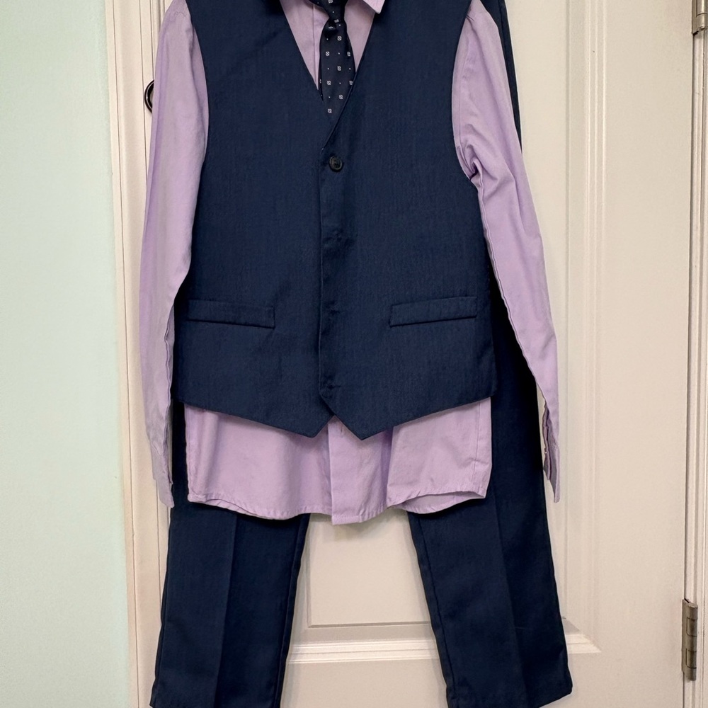 Youth Navy Blue Suit Set with Vest-size 10